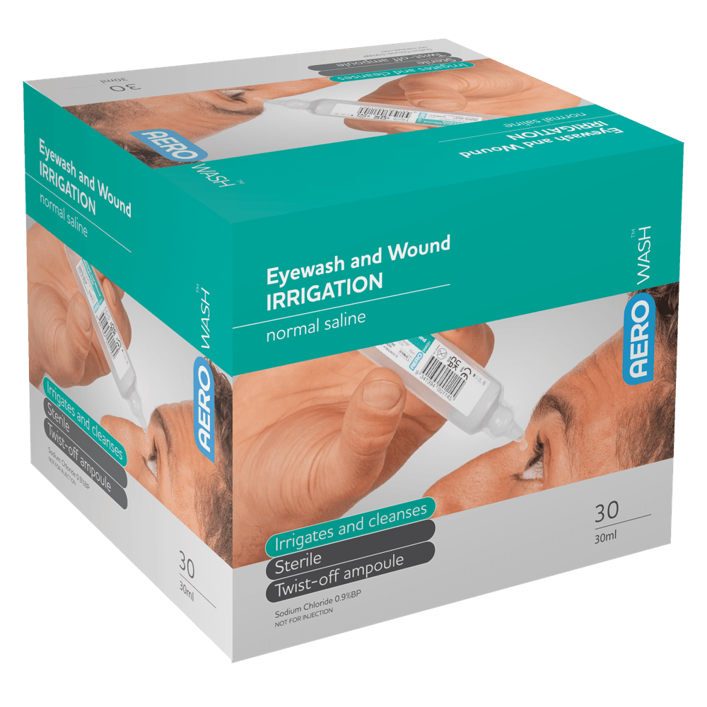 Aero Healthcare AEROWASH Sodium Chloride Eyewash Ampoule 30ml Box / 30